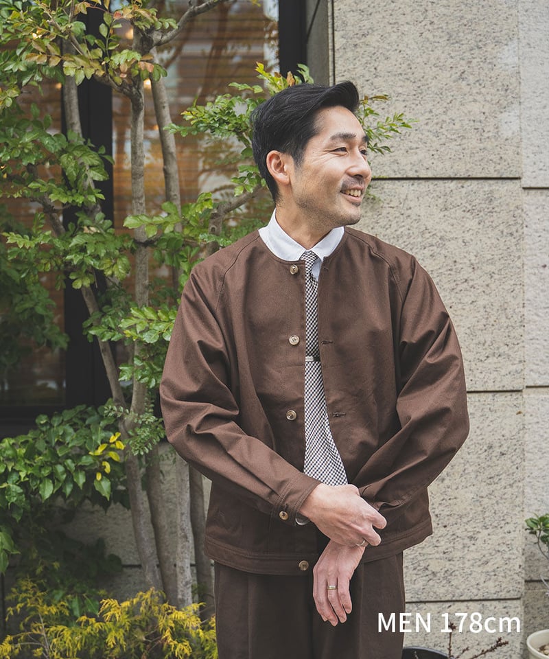 05 Ventile gabardine roundneck blouson (Brown