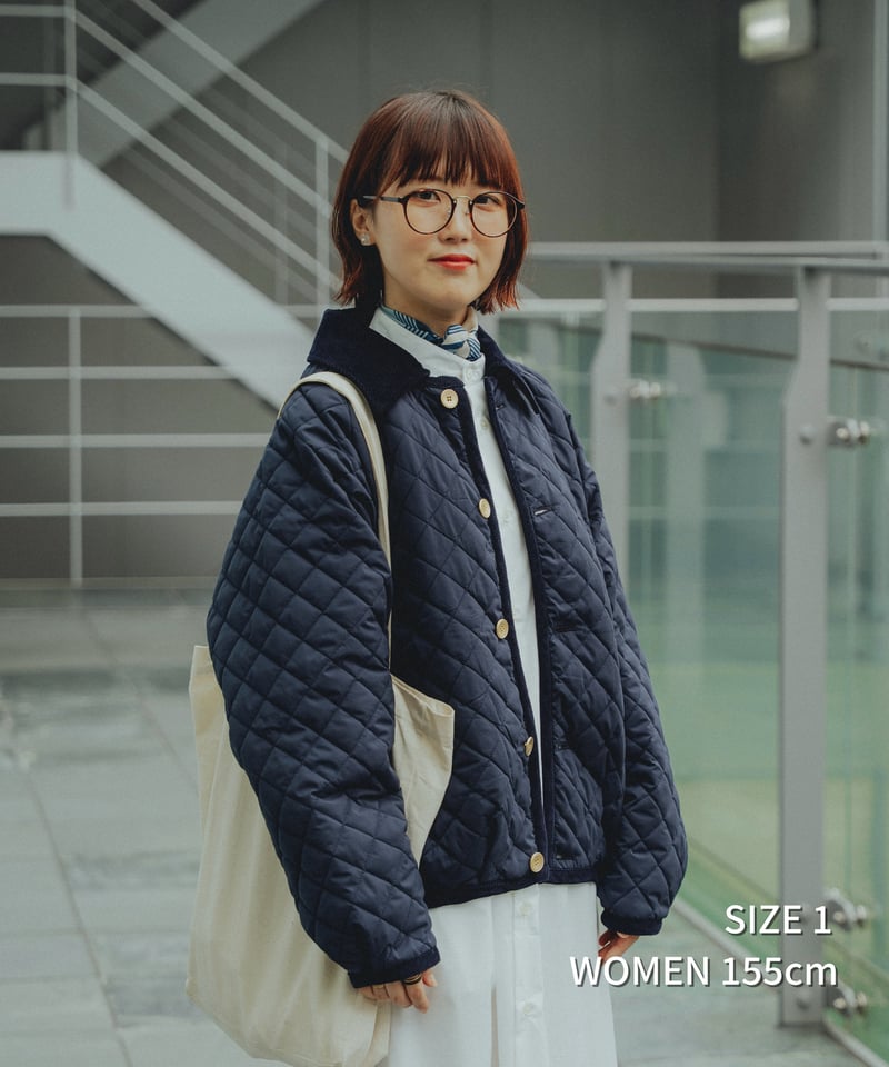 71 Diamond Quilt 2way blouson (Navy) | UNFOLK