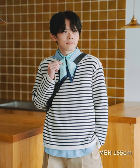 #-74 Hand print silk scarf (Blue)