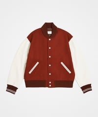 #-50 Wool melton relax varsity jacket (Burgandy)
