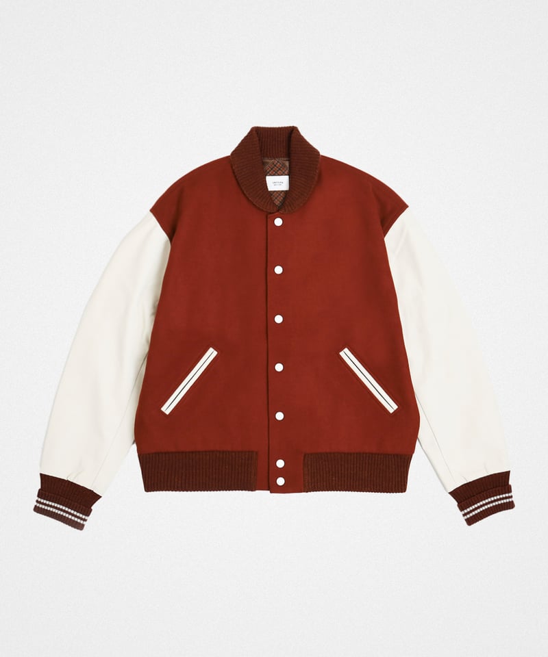 50 Wool melton relax varsity jacket (Burgandy