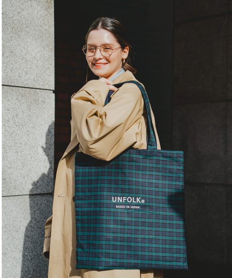 #-37 Reversible check tote bag (Green)