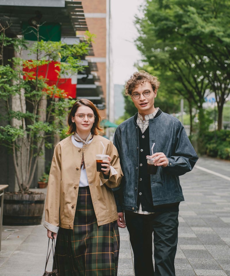 16 Herringbone denim nocollar blouson | UNFOLK 16 Herringbone denim nocollar blouson | UNFOLK