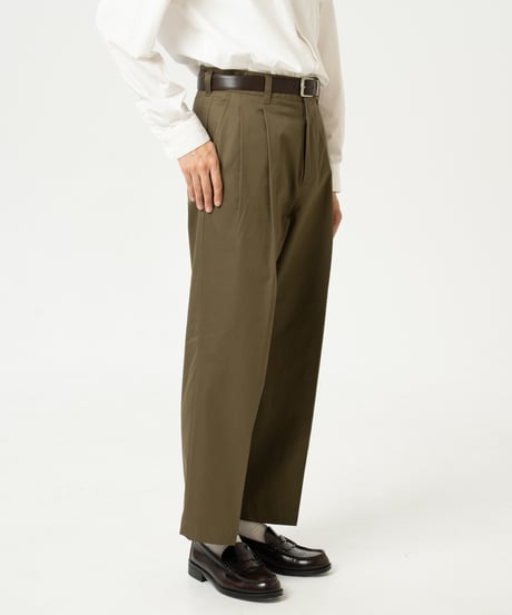 #-24 Ventile gabardine 2tuck straight pants (Khaki)