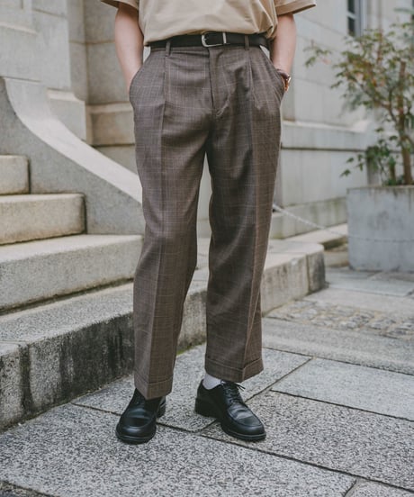 #-12 Gren check wool classic slacks