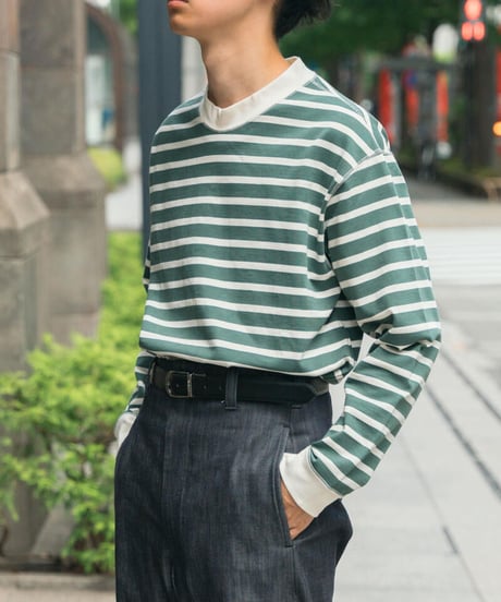 #-20 Heavy weight border long tshirt (Green)