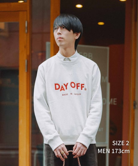 #-80 "DAYOFF" loose embroidery sweat (Ivory)