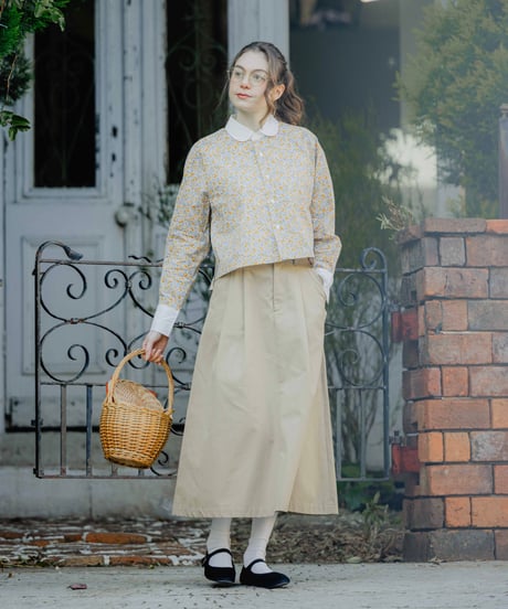 #-70 Ventile gabardine 2tuck skirt (Beige)