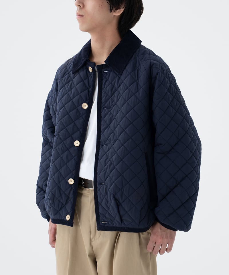 71 Diamond Quilt 2way blouson (Navy) | UNFOLK