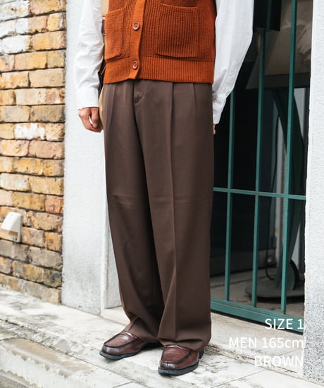 #-47 Wool mix 2tuck slacks (Black)