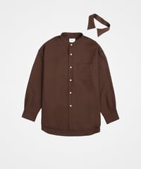 #-41 2way detachable collar wool shirt（Brown）