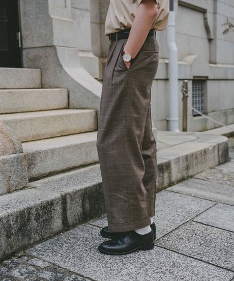 #-12 Gren check wool classic slacks