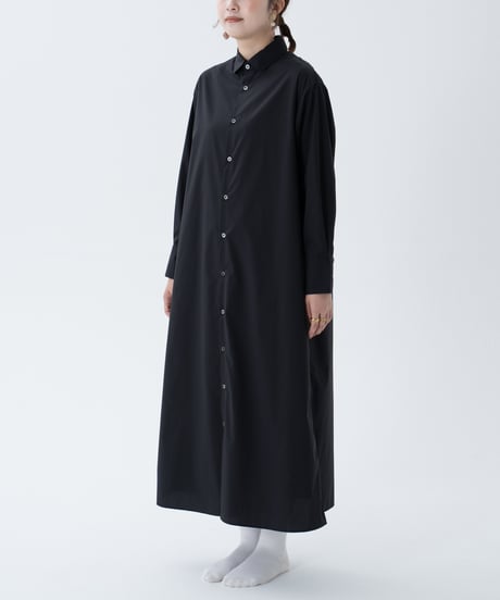 #-44 2way detachable collar shirt onepiece (Black)