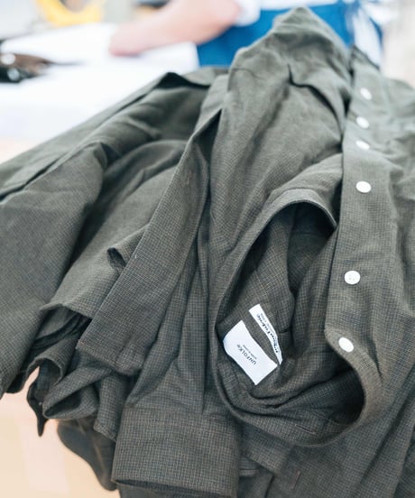 #-23 2way detachable collar check shirt (Green)