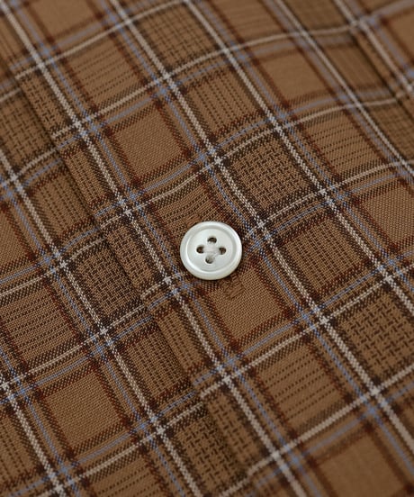 #-66 2way detachable collar wool check shirt (Brown)