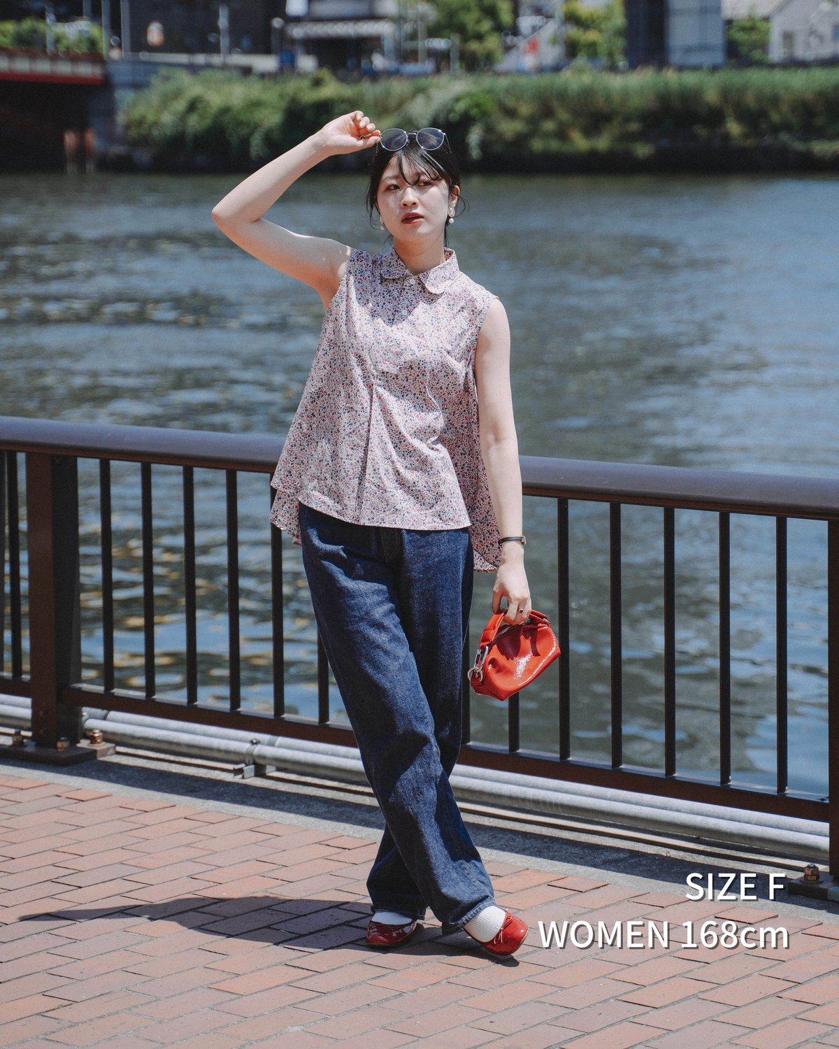 87 2way detachable collar liberty print sleev