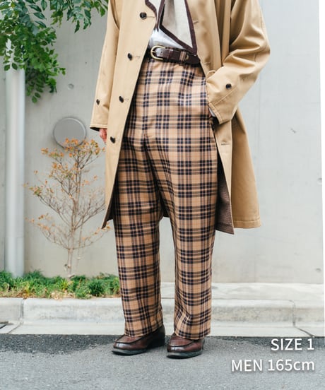 #-21 Seamless classic check pants (Beige)