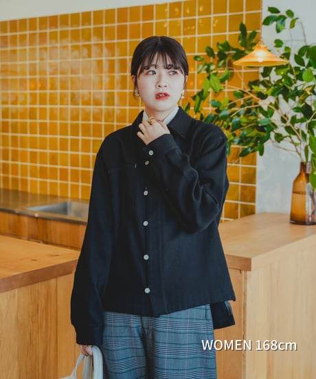 “UNFOLK CLASSIC” Enshu soft herringbone shirt jacket (Black)