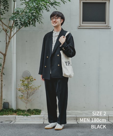 #-47 Wool mix 2tuck slacks (Navy)