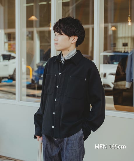 “UNFOLK CLASSIC” Enshu soft herringbone shirt jacket (White)