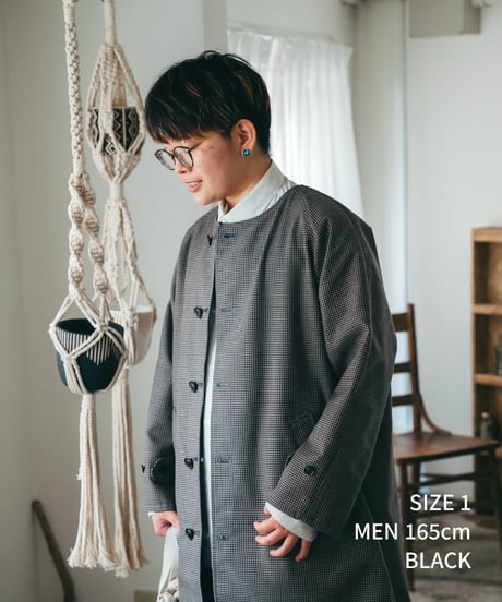 #-27 Reversible nocollar coat (Black)