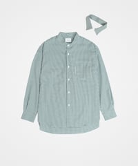 #-34 2way detachable collar gingham check shirt (Green)
