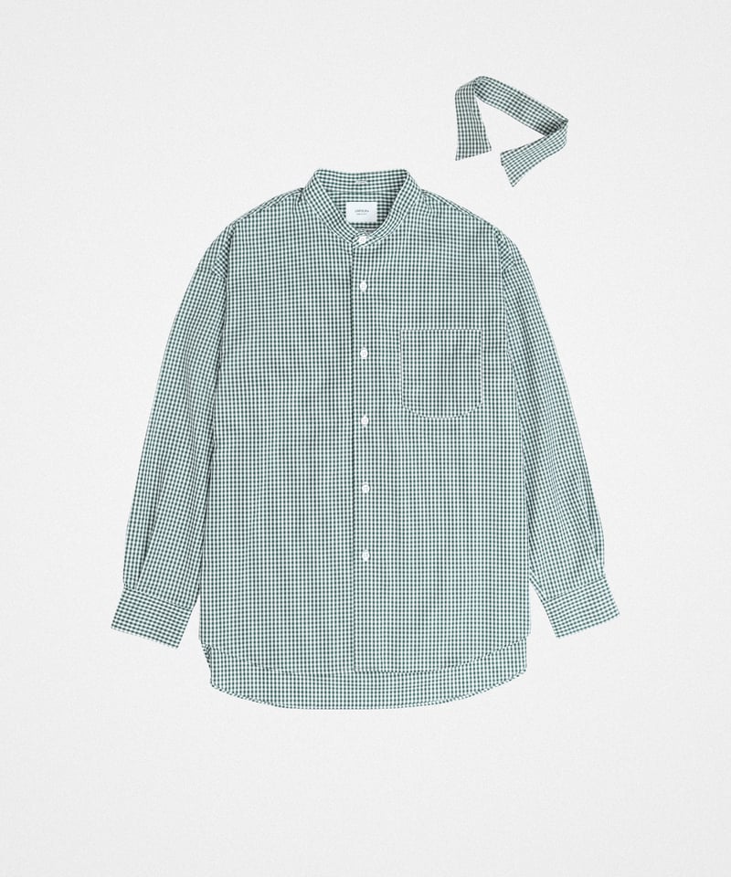 【UNFOLK】チェックシャツ 34 2way detachable collar gingham check shirt