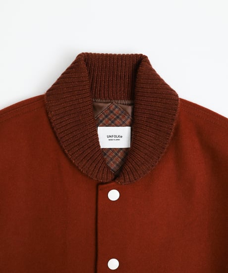 #-50 Wool melton relax varsity jacket (Burgandy)