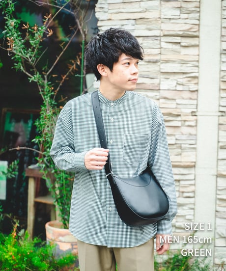 #-34 2way detachable collar gingham check shirt (Black)