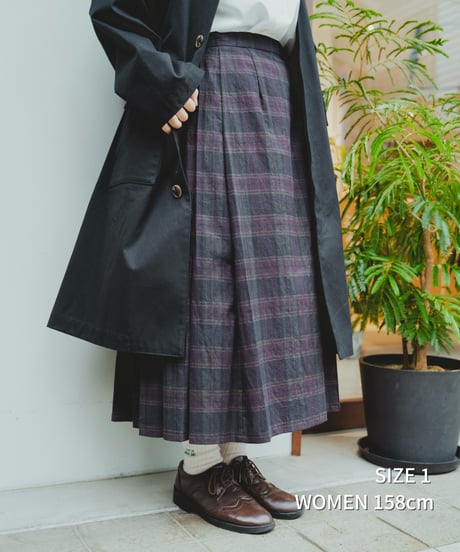 “UNFOLK CLASSIC” Enshu bokujyu coating madras check skirt