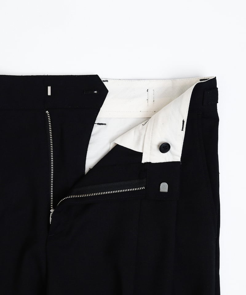 47 Wool mix 2tuck slacks (Black) | UNFOLK
