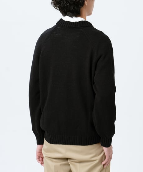 #-33 7×3G cotton knit polo (Black)