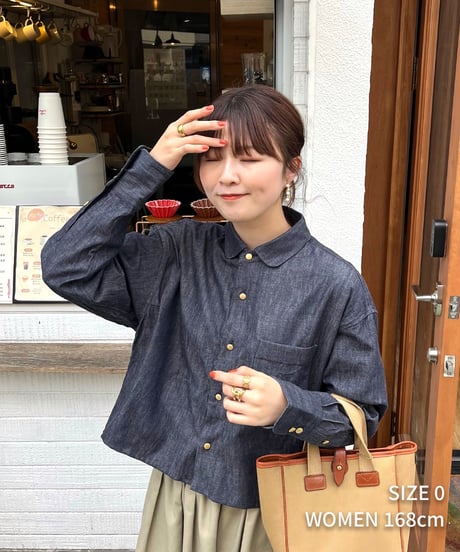 #-40 EX. 2way cropped denim shirt