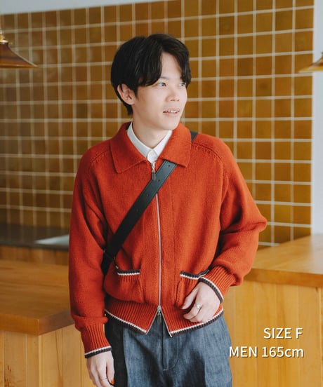#-77 5G lily cotton knit polo blouson (Burgundy)