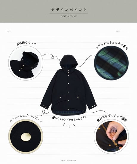 #-52 Memory twill classic mountain parka (Navy)