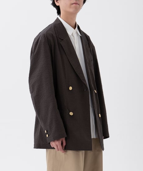 #-55 4B Seersucker double blazer (Brown)