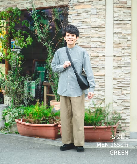 #-34 2way detachable collar gingham check shirt (Black)