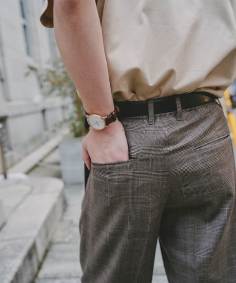 #-12 Gren check wool classic slacks