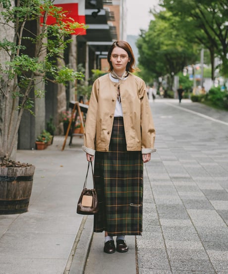 #-05 Ventile gabardine nocollar blouson (Beige)