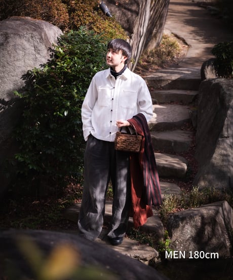 “UNFOLK CLASSIC” Enshu soft herringbone shirt jacket (White)