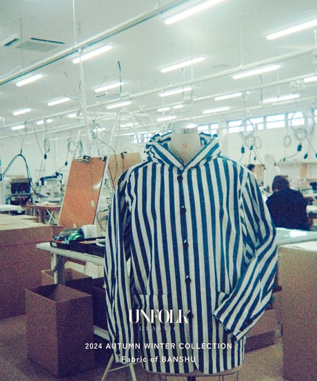 "UNFOLK CLASSIC" Banshu shuttle stripe shirt jacket