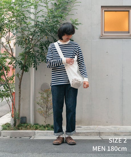 #-20 Heavy weight border long tshirt (Navy)
