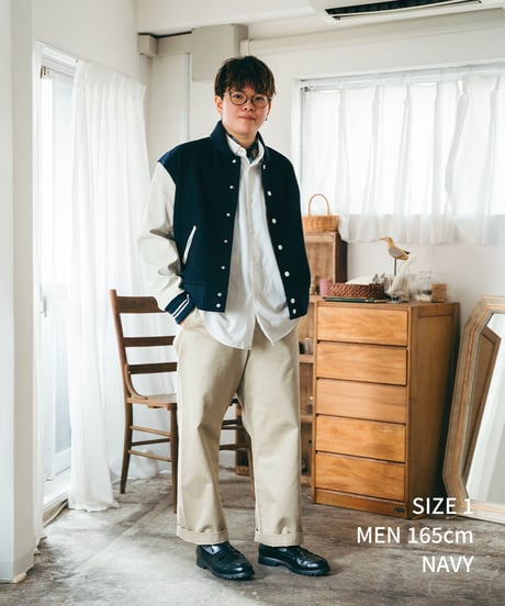 #-50 Wool melton relax varsity jacket (Burgandy)