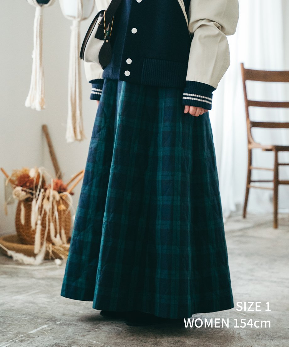 51 EX. Quilting check skirt | UNFOLK