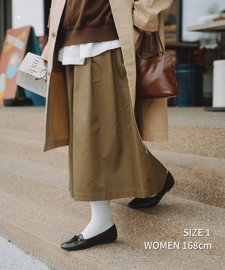 #-70 Ventile gabardine 2tuck skirt (Khaki)
