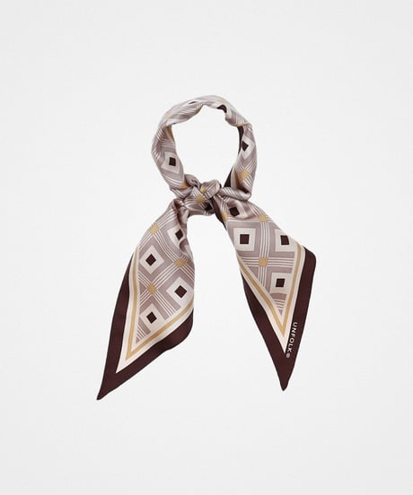 #-59 Hand print silk scarf (Brown)