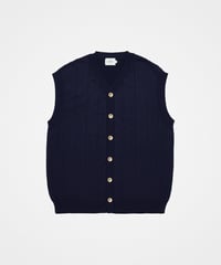 #-09 16G Giza cotton vneck knit vest (Navy)