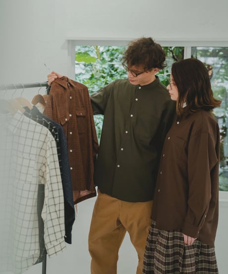 #-41 2way detachable collar wool shirt（Green）