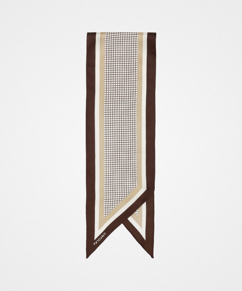 14 Hand print silk scarf (Beige) | UNFOLK