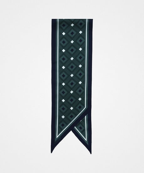 #-59 Hand print silk scarf (Green)